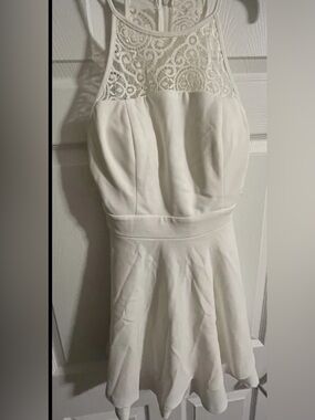 Emerald Sundae White Lace Yoke Mini Dress